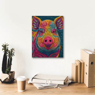  'Colorful Farm Pig 1' by Rich Monet Canvas Wall Art, 12" x 16"