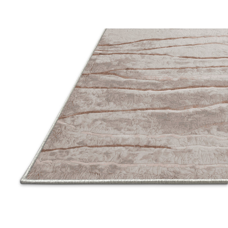 Tapis beige soyeux et moelleux, Rectangle 2 pi x 3 pi