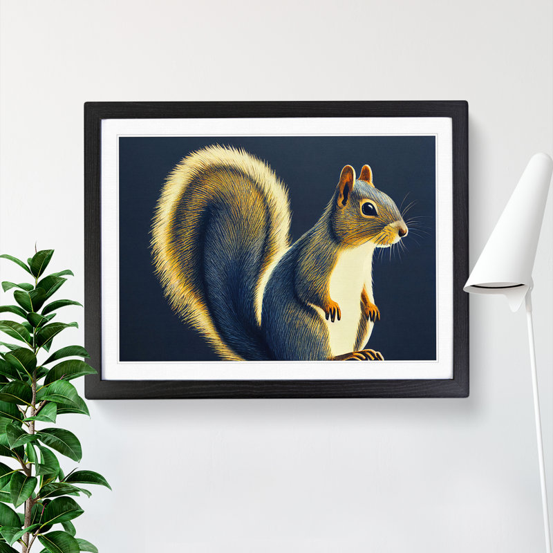 Lovely Squirrel - Single Picture Frame Print, Black, 34cm H x 46cm W