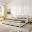 Structure de lit rembourrée de style minimaliste moderne avec tête de lit haute incurvée, support de pieds robuste en fil de qualité supérieure, matelas non inclus-159986430-159495255