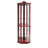 Glass Curio Cabinet With , Cherry Finish, Adjustable Shelves, Elegant Carvings Storage Shelves Lighted Corner In Color-7189591