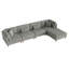 Canapé modulaire en velours côtelé gris clair avec dossier coussiné et repose-pieds amovible Seemab-1275510620