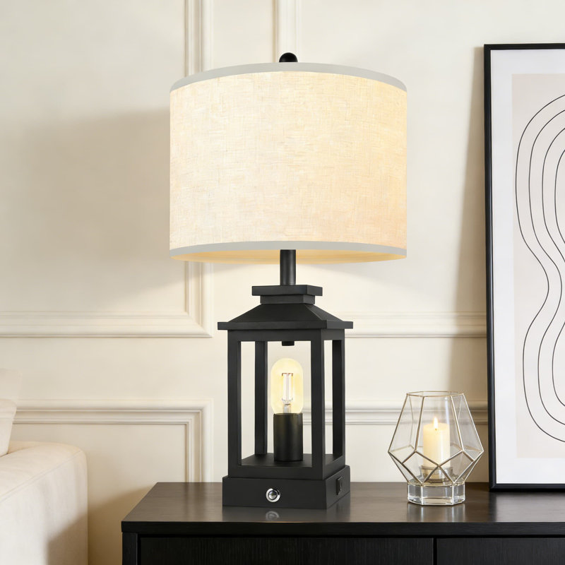 Lampe de table Farmhouse avec contrôle tactile et ports USB, lampe de chevet à intensité variable à 3 voies pour la chambre à coucher et le salon, ampoule incluse