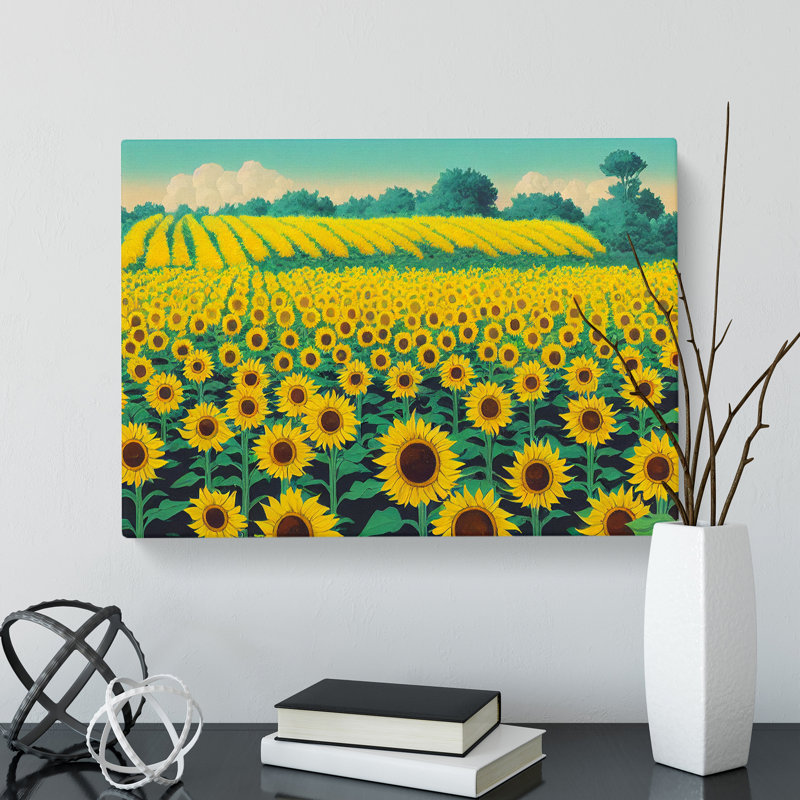 Entrancing Sunflower Field - Wrapped Canvas, 40cm H x 60cm W x 3cm D