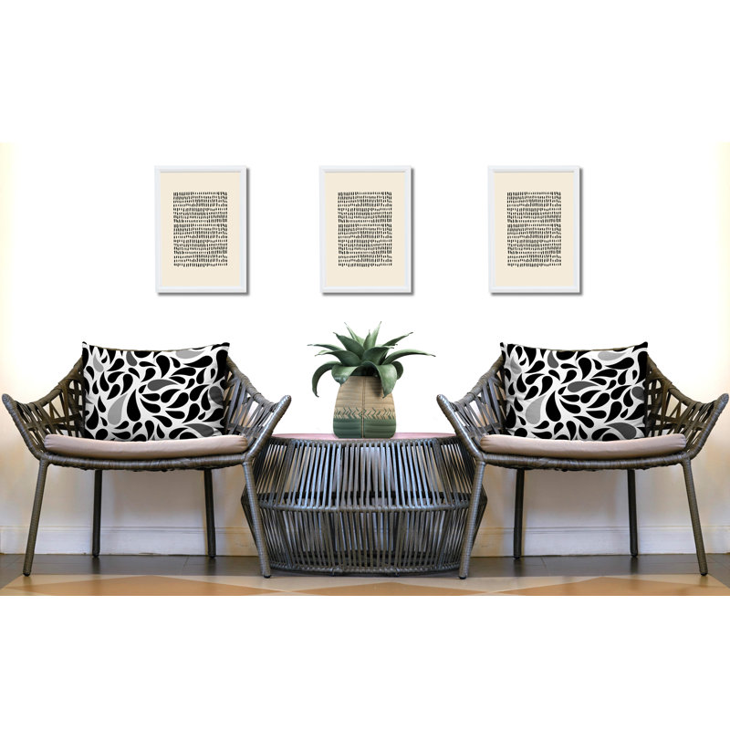 Polyester/Polyester Blend Lumbar Rectangular Indoor/Outdoor Pillow Cover & Insert, Black