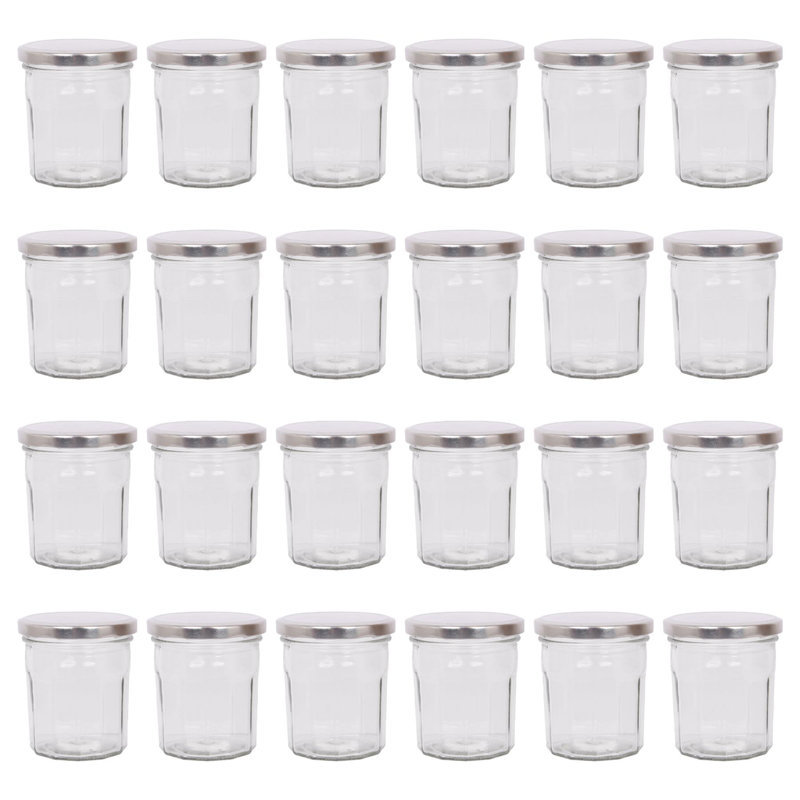 Glass Jar - Set of 24, Silver, 250ml