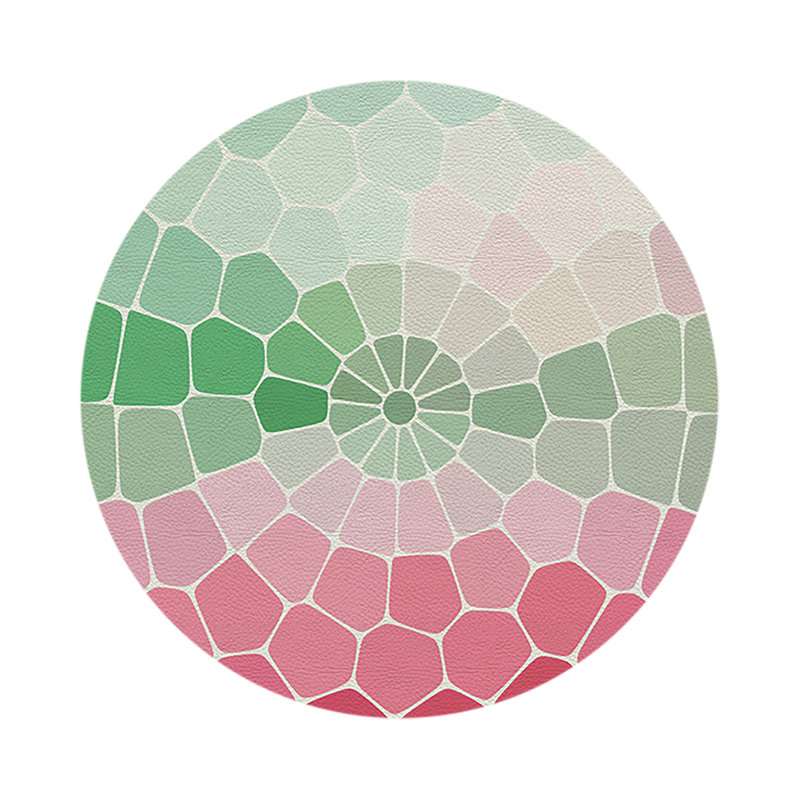 Mosaico Vegan Leather Round Pebble Placemat, Palm