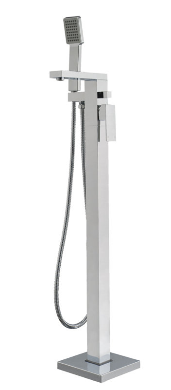 Chrome Freestanding Tub Filler with Handheld Shower