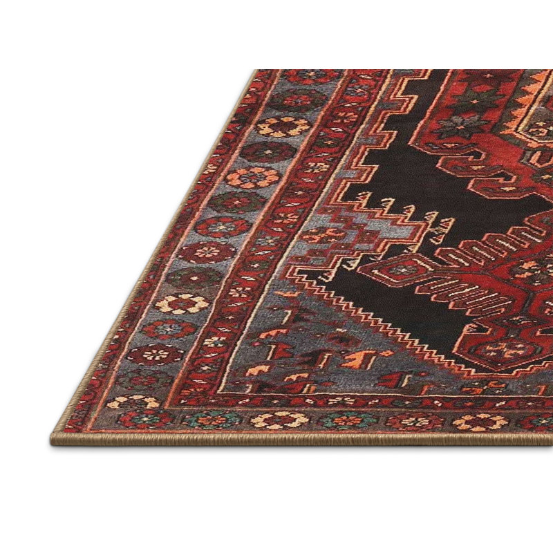 Tapis traditionnel mehroon/noir/bleu, Rectangle 2 pi x 3 pi