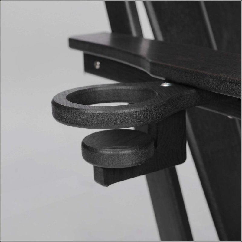 HDPE Folding Adirondack Chair With Dual Cup Holder - Composite Adirondack Chair With Wood Texture, Black