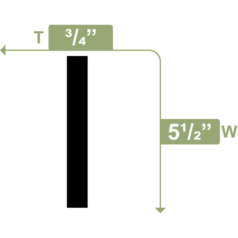 5.5'' H x 96'' W x 0.75'' D PVC Board, 5.5" H x 96" W x 0.75" D