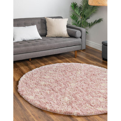 Tapis rose clair en polypropylène tissé à la machine à motif géométrique Griego