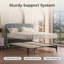 Structure de lit double tapissier pleine grandeur, sans sommier, lin, sable et vert-1627118620-1627304716