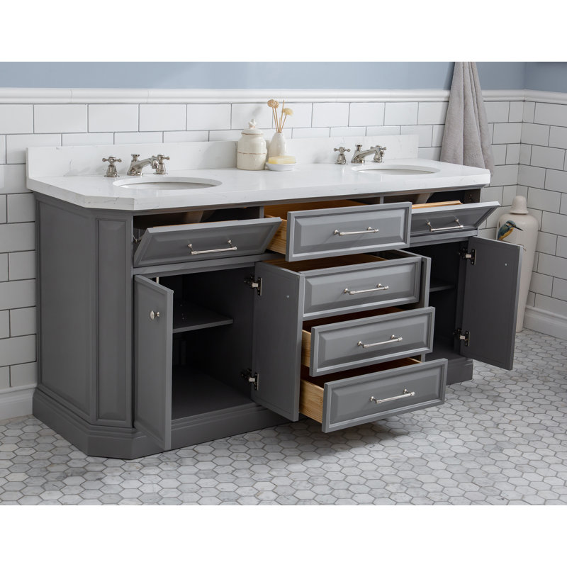 Palace 72'' W Double Vanity, Cashmere Gray, Polished Nickel