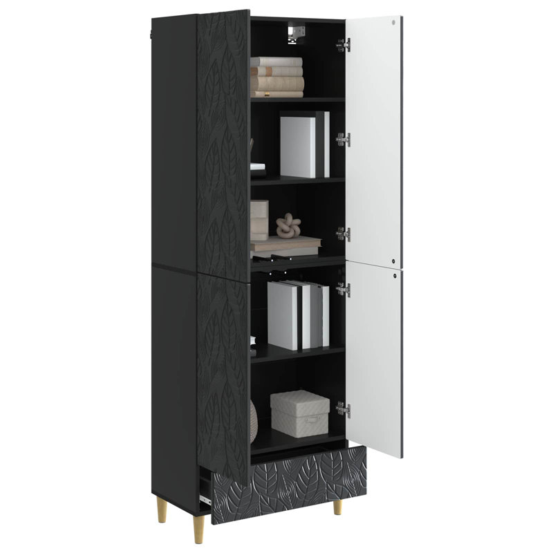 4 -Door 3 Storage Cabinet, Black