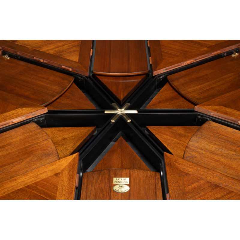Walnut Round Extendable Solid Wood Dining Table with Trestle Base