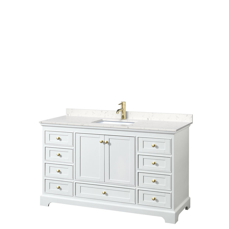 Deborah 60" White Single Bathroom Vanity with Marble Top