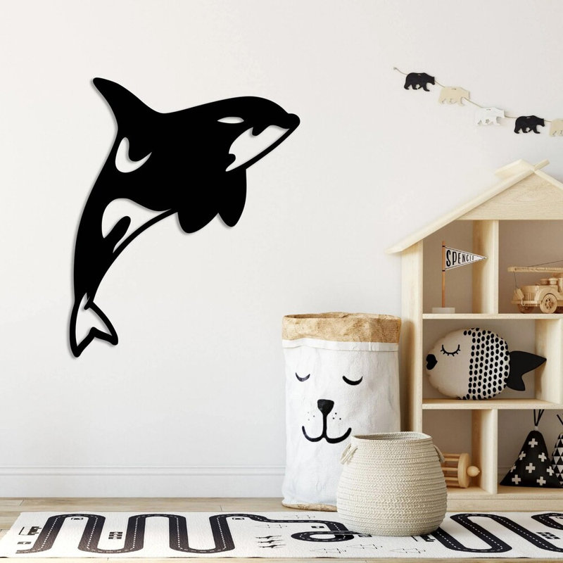 Orque en métal Orca, H 19 po x l 23 po x P 0,12 po, Argent