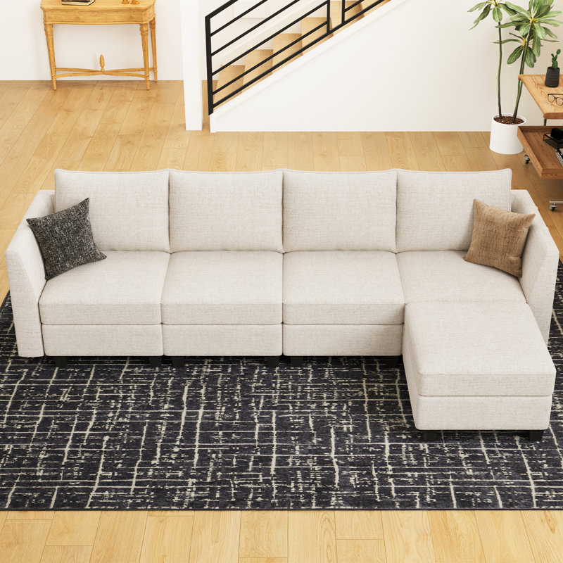 Canapé modulaire avec canapé-lit et canapé lavable Aurora, Chenille beige