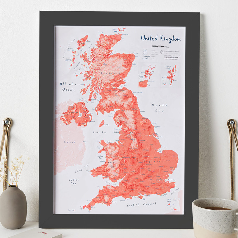 UK As Art Map - Gravlax - Print, Black Framed, 45cm H x 32.7cm W x 5cm D