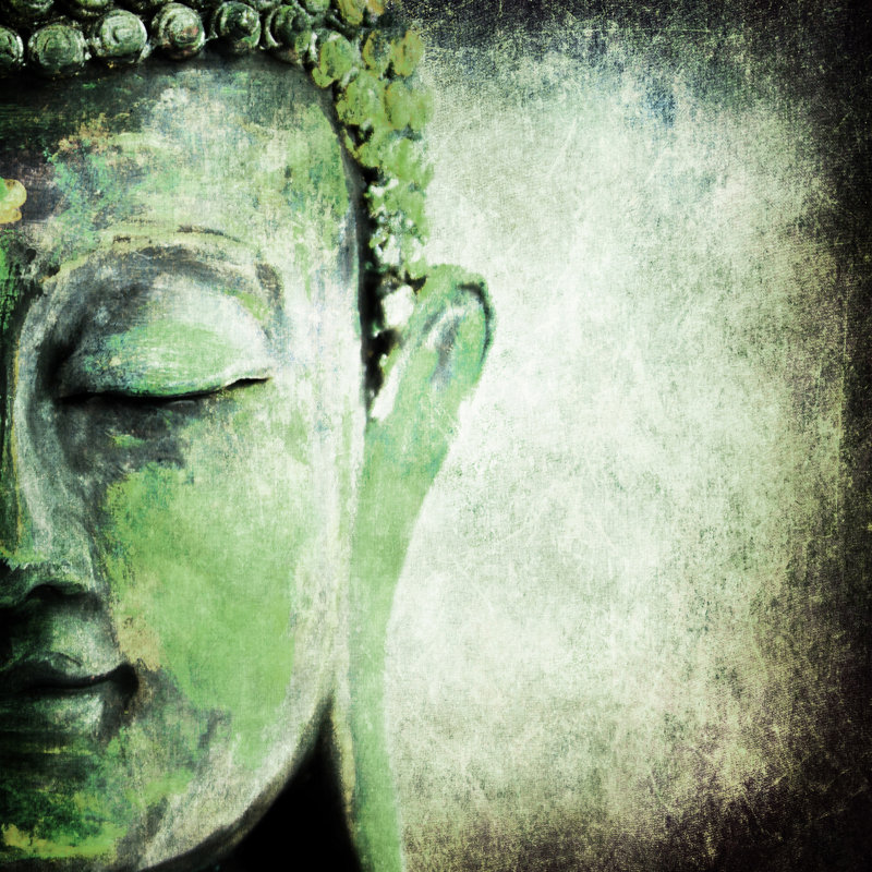 Bouddha zen vert, reproduction d'art sur toile tendue, H 40 po x l 40 po