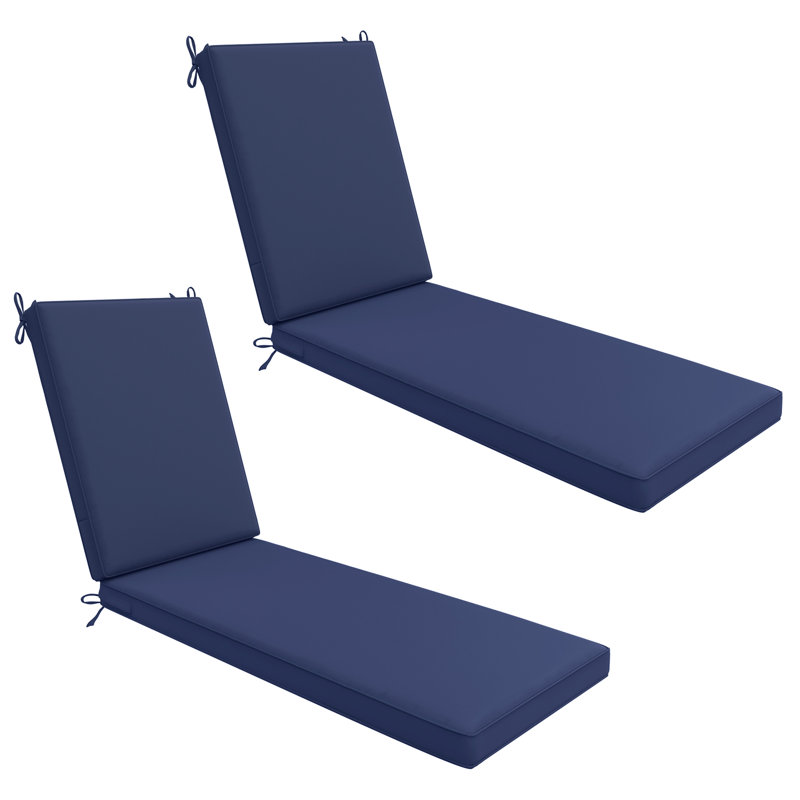 Outdoor Chaise Lounge Cushion - Waterproof, Weather-Resistant, Patio Furniture Replacement, 2, 23" W x 46" D, Navy Blue