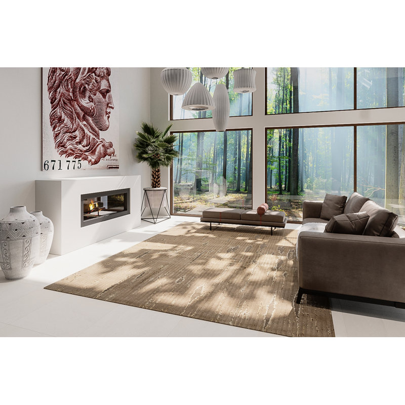 Fissure Abstract Area Rug in Beige, Rectangle 2' x 3'