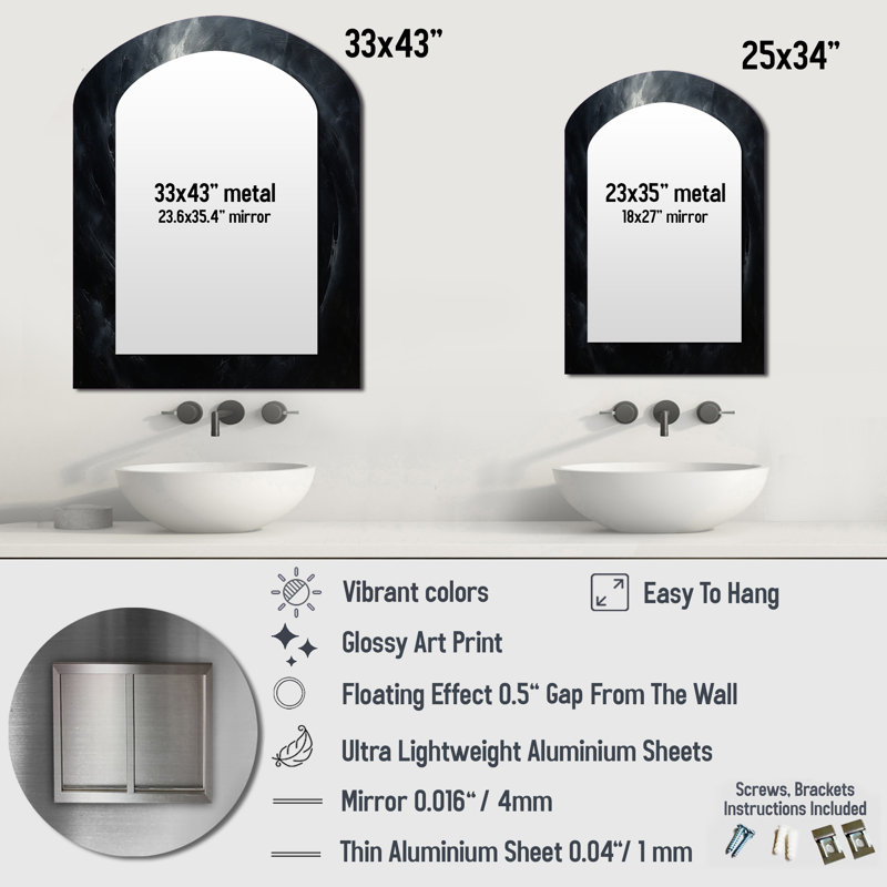 Miroir mural Black Hole Quiet Quasar, 34 po x 25 po