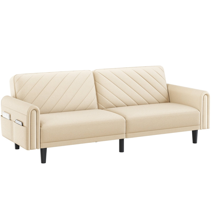 3-Seater Sofa Bed With Adjustable Backrest, Beige