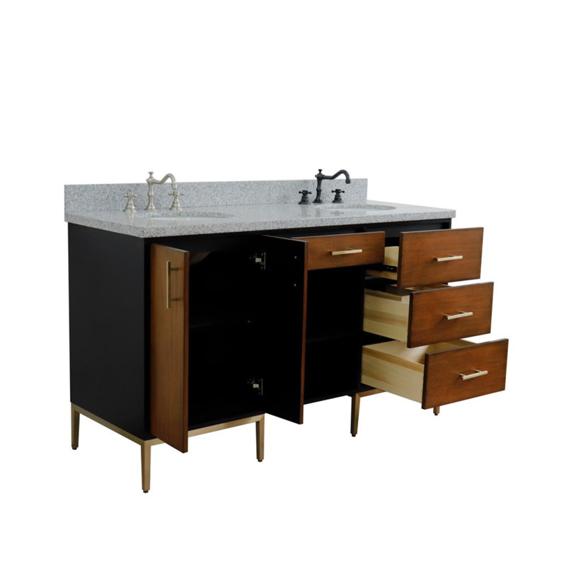 Ensemble de meuble-lavabo double 61 ", gris