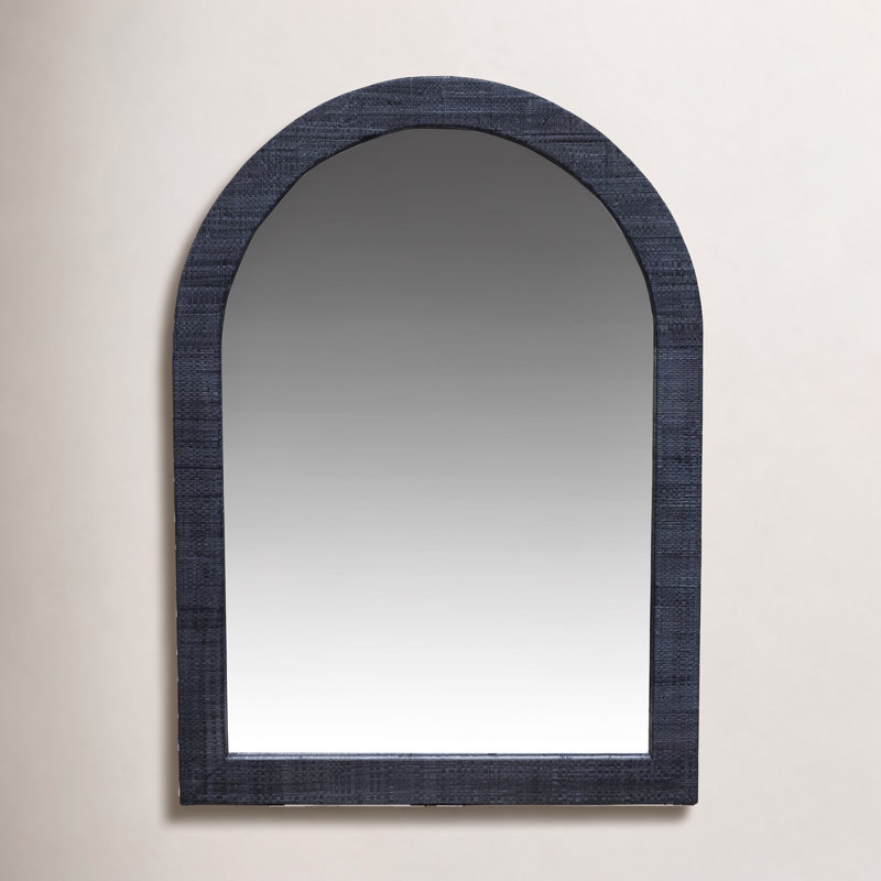 Gia Arched Raffia Mirror, Navy