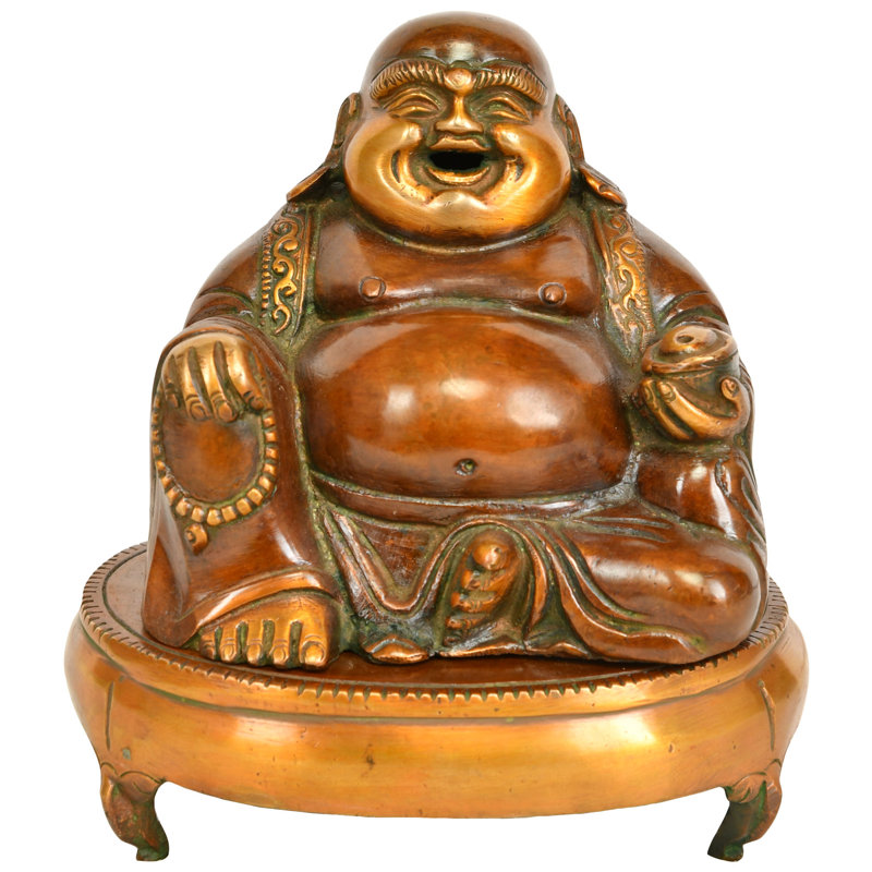 Brûleur d'encens Laughing Buddha, Or