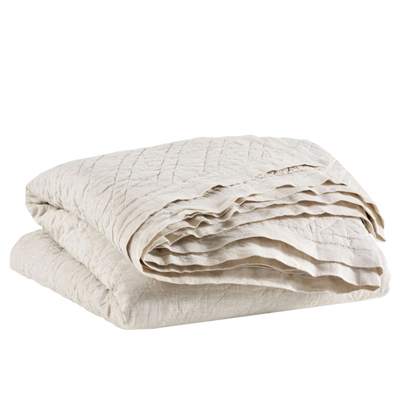 Washed Linen Quilt, King Quilt, Natural
