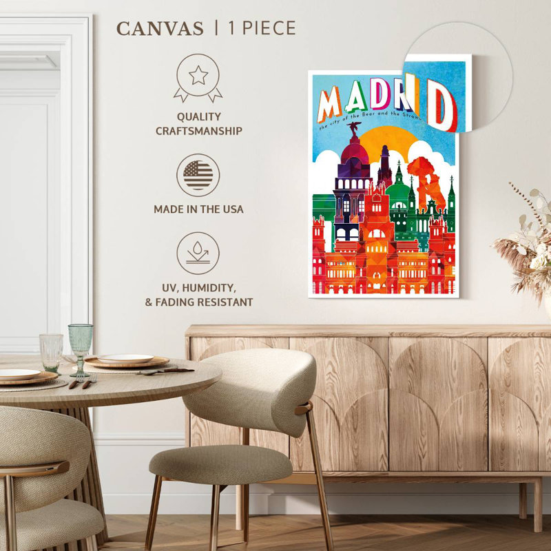 Affiche rétro de Madrid, Madrid, H 24 po x l 16 po