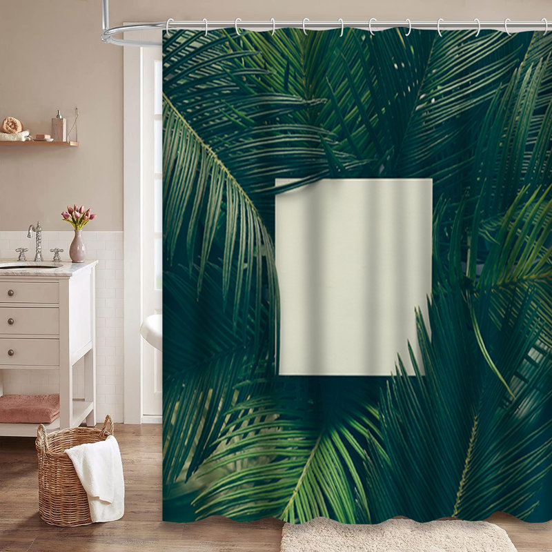 Rideau de douche avec 12 crochets Beach Palm Tree, L 72 po x l 84 po