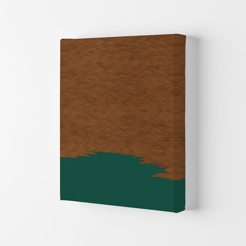 Copper & Green Landscape - Print, 29.7cm H x 21cm W x 4cm D, Wrapped Canvas