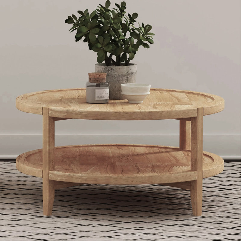 Table basse ronde avec tablette inférieure, table de salon