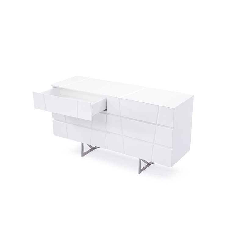 Commode double 6 tiroirs Clintock Modern, Blanc