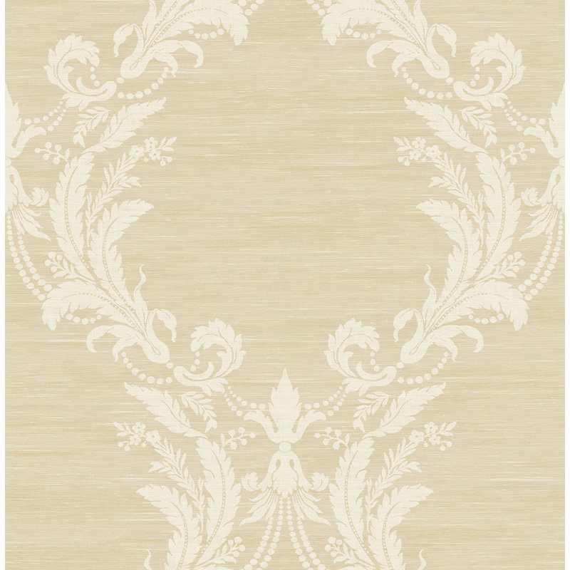 Rouleau de papier peint l 33 pi x p 20,5 po stria framework Gaona, Doré métallique / ivoire