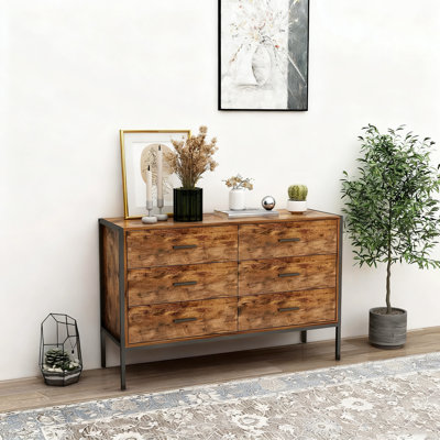 Commode double industrielle 6 tiroirs Brown