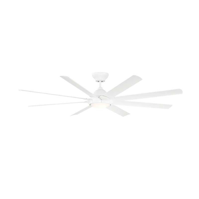 Hydra 8 - Blade Outdoor LED Smart Standard Ceiling Fan with Wall Control and Light Kit Included, Works With Alexa and iOS or Android App