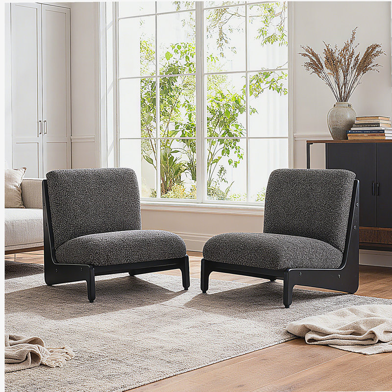 Scott Living Moda Accent Chair Black with Solid Wood Frame, Set of 2