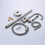 Robinet de baignoire avec douche à main, fixation au sol, robinet 1 trou, extractible à fixation classique de style antique, nickel brossé-121706689