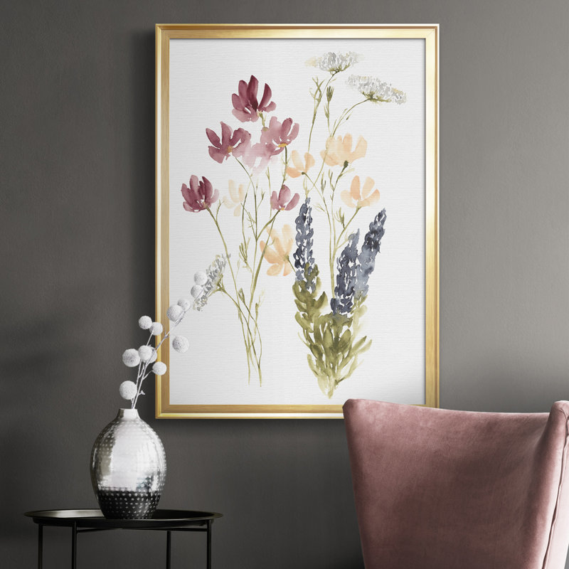 Toile encadrée de qualité supérieure Lobelia Garden II - prête à être accrochée, Cadre doré, H 24,5 po x l 18,5 po x P 1 po