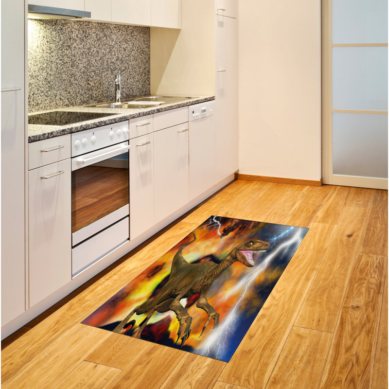 Tapis décoratif en fibre de polyester à haute densité Dinosaur, Rectangle— 4 pi x 5 pi 8 po