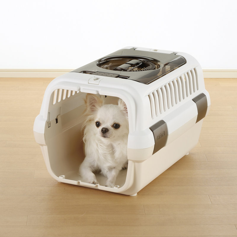 Double Door Pet Plastic Carrier II, for dogs and cats up to 11 lbs, 11.2" H x 18.5" W x 12.4" D, White/Beige