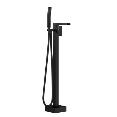 Freestanding Bathtub Faucet Waterfall Tub Filler Floor Mount Brass Bathroom Faucets With Hand Shower