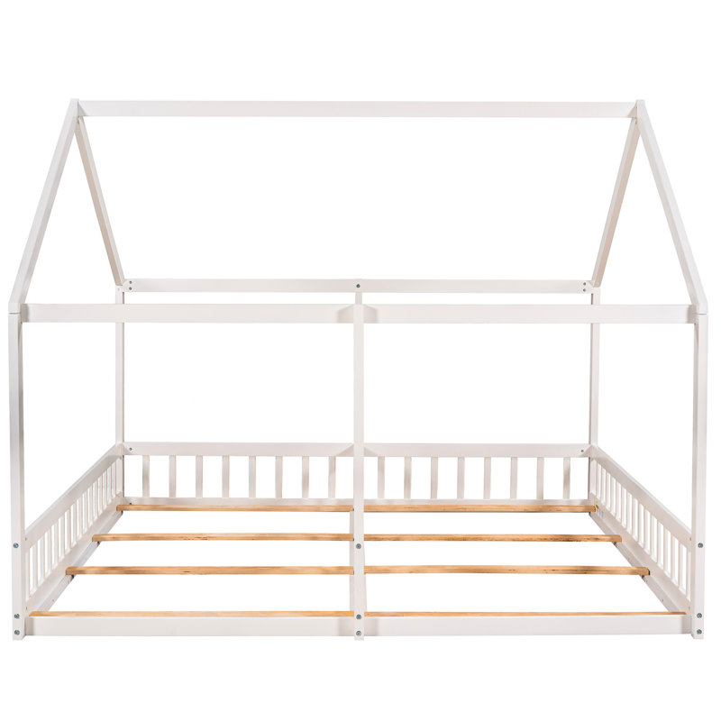 Lits plateforme simple pour lit simple - 2 en un, blanc, pin massif et construction, installation de deux lits partagés, garde-corps robustes inclus