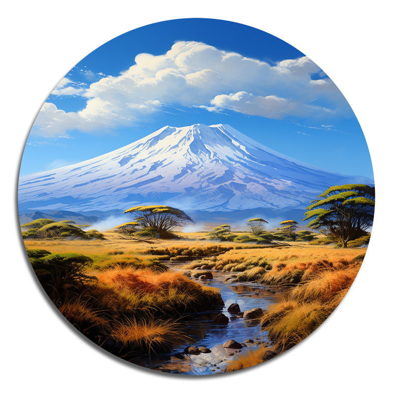 Kilimandjaro africain - Art rond en métal, H 16 po x l 16 po