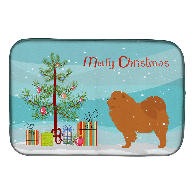 Tapis de séchage en sapin de noël chow chow merry